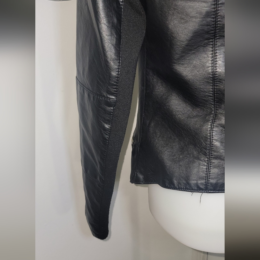 Black Learher Grunge Moto Bikercore Jacket Size Xs - image 3